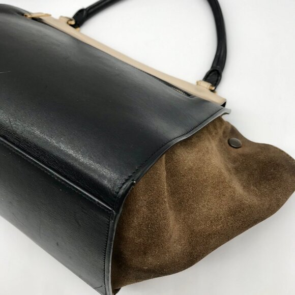 Celine Beige & Black Calfskin Trapeze Convertible Satchel - Picture 8 of 12